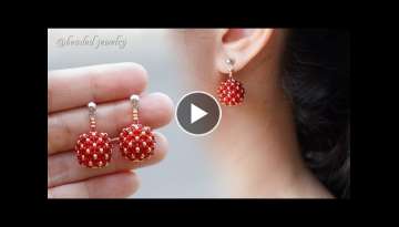 Berries beaded bead earrings. How to make jewelry. Beading tutorial